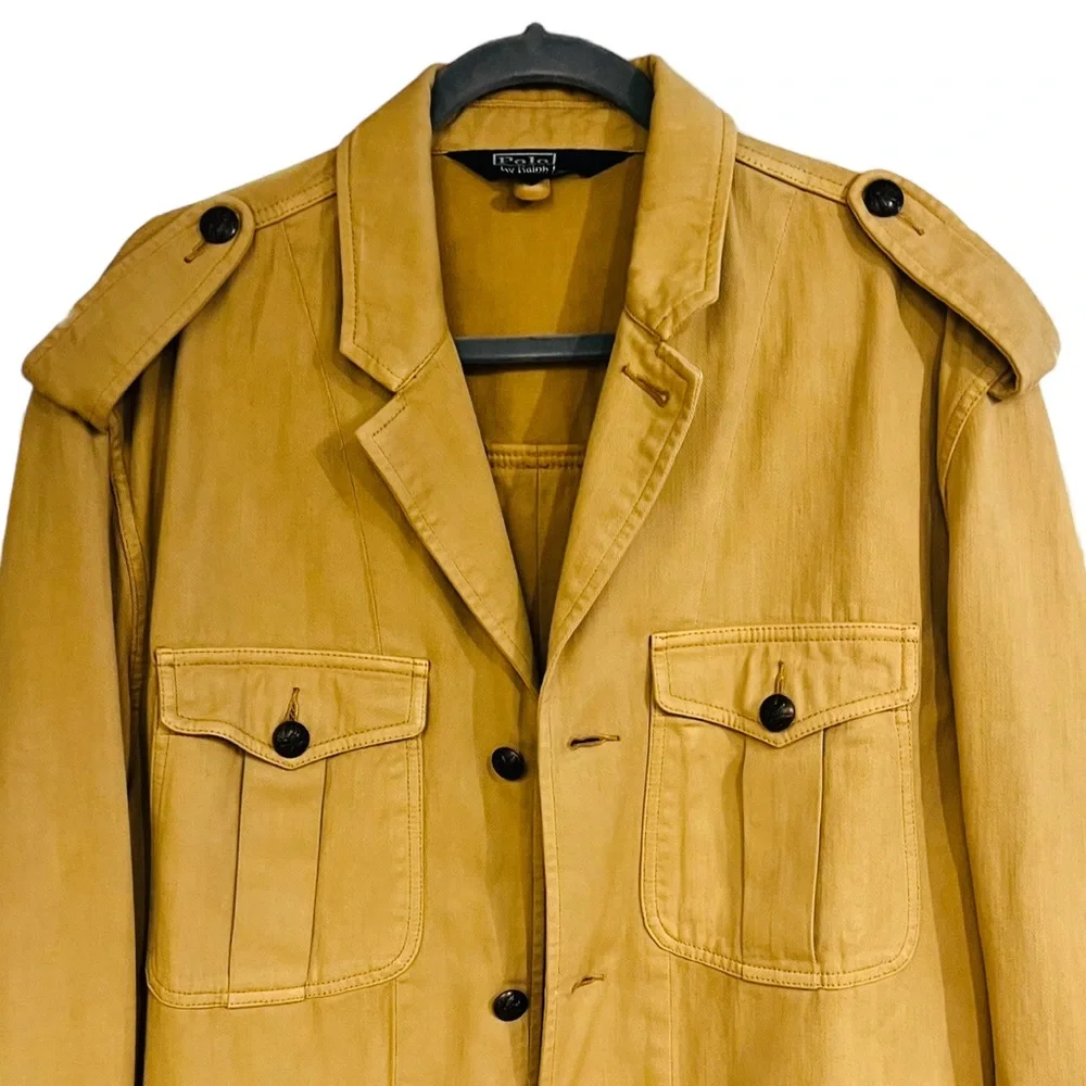 Polo 80s Vintage by Ralph Lauren Thick 100% Cotton Canvas Long Jacket Size XL - Picture 8 of 12